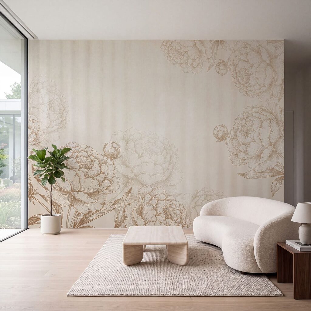 Bloemrijke elegantie in zachte tinten in een interieur