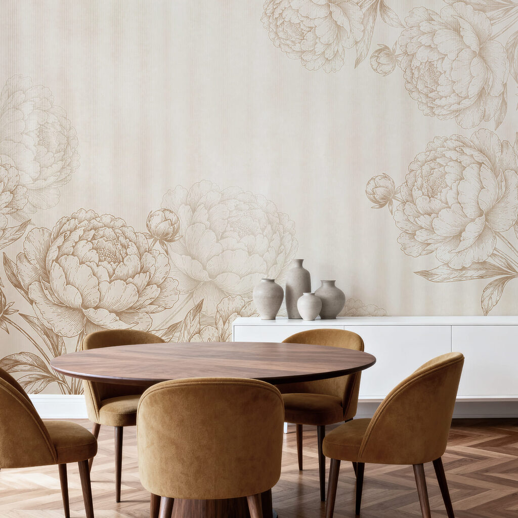 Bloemcontouren langs smalle strepen — interieur 4