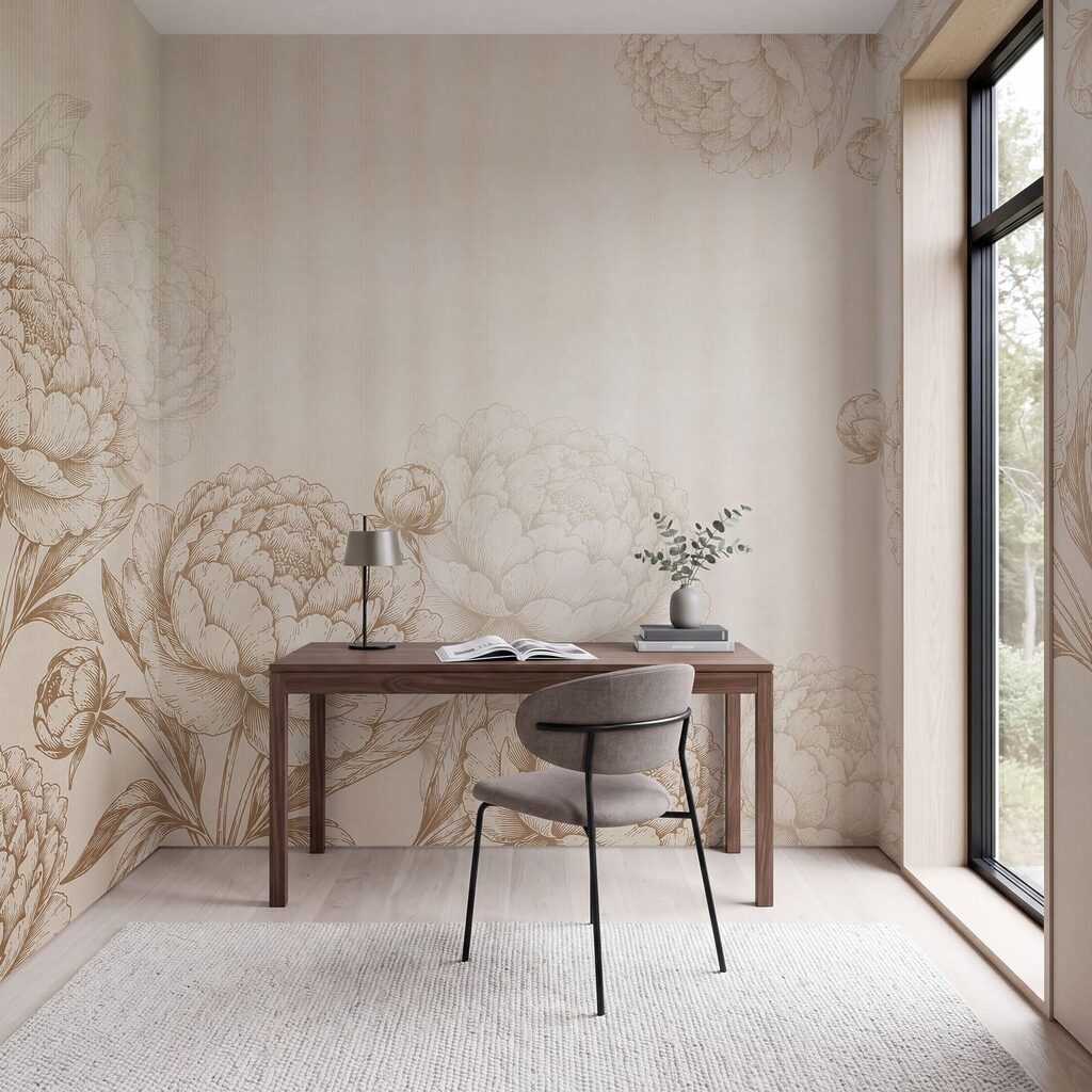 Bloemcontouren langs smalle strepen — interieur 5