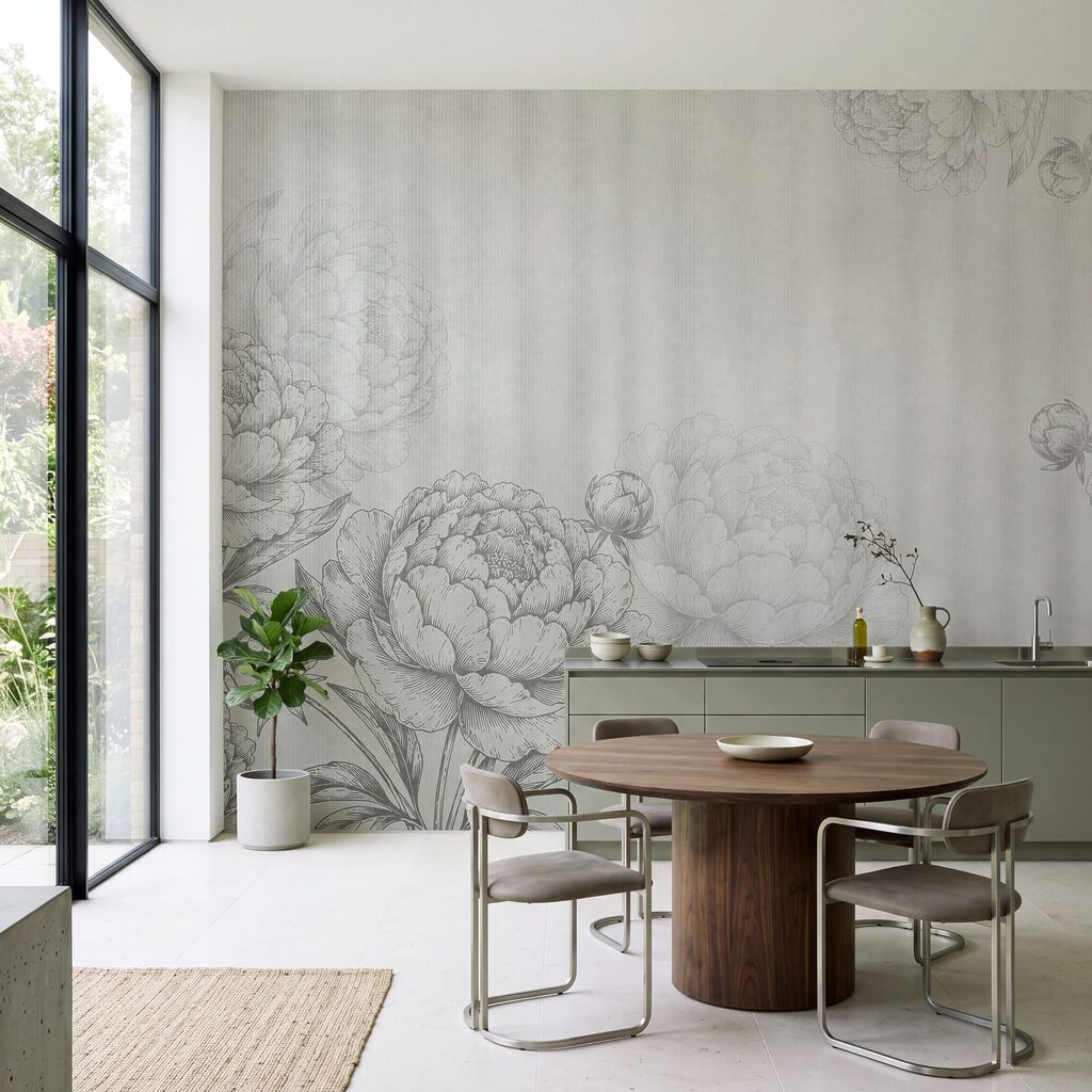 Verfijnde bloemmotieven in zachte tinten — interieur 3