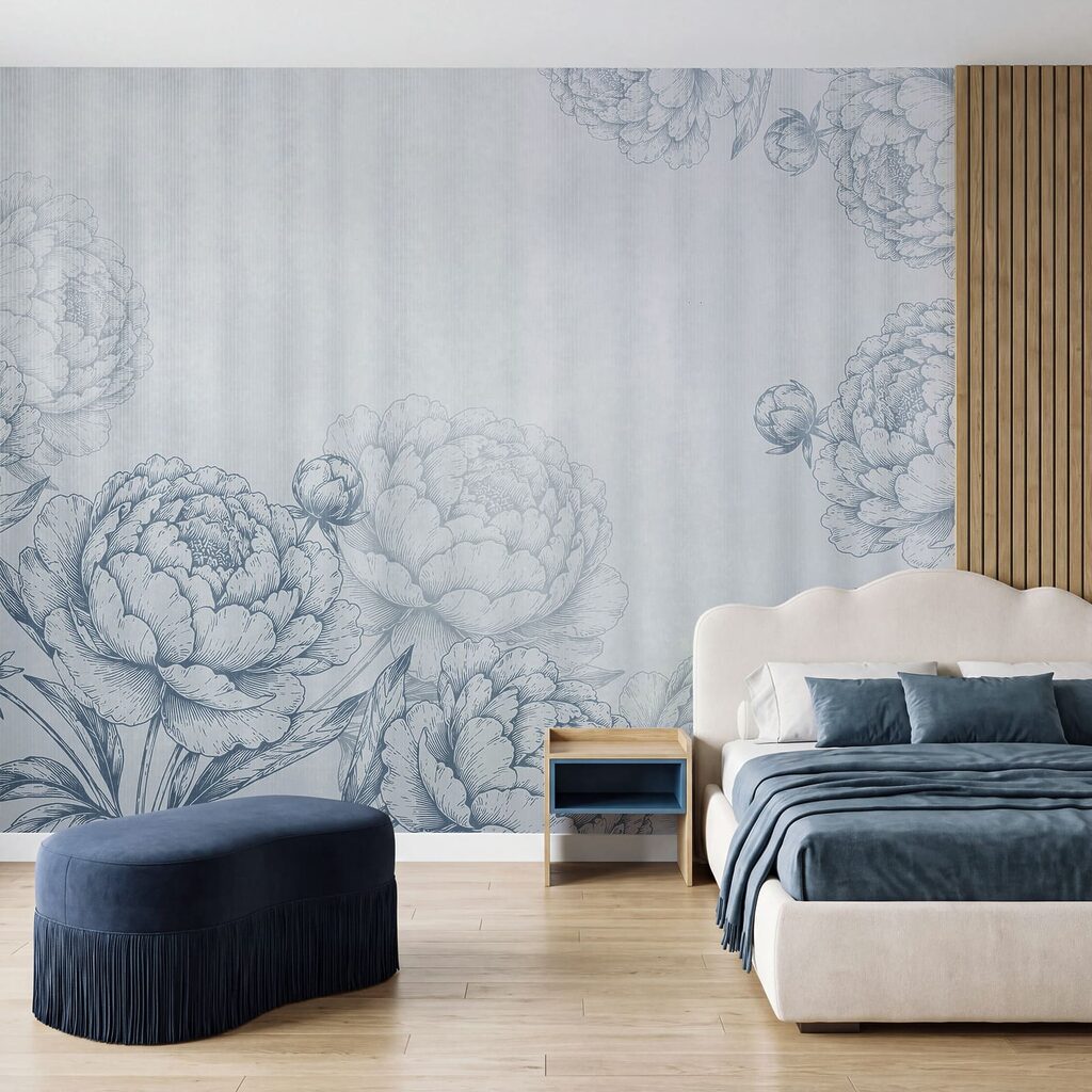 Speels bloemmotief op een zachte achtergrond — interieur 1
