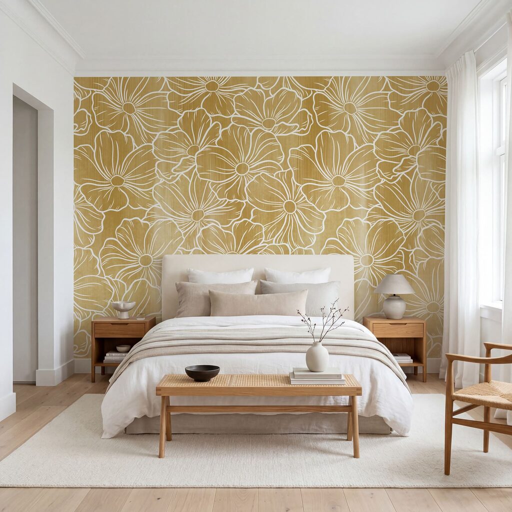Patroon van witte bloemen in een interieur