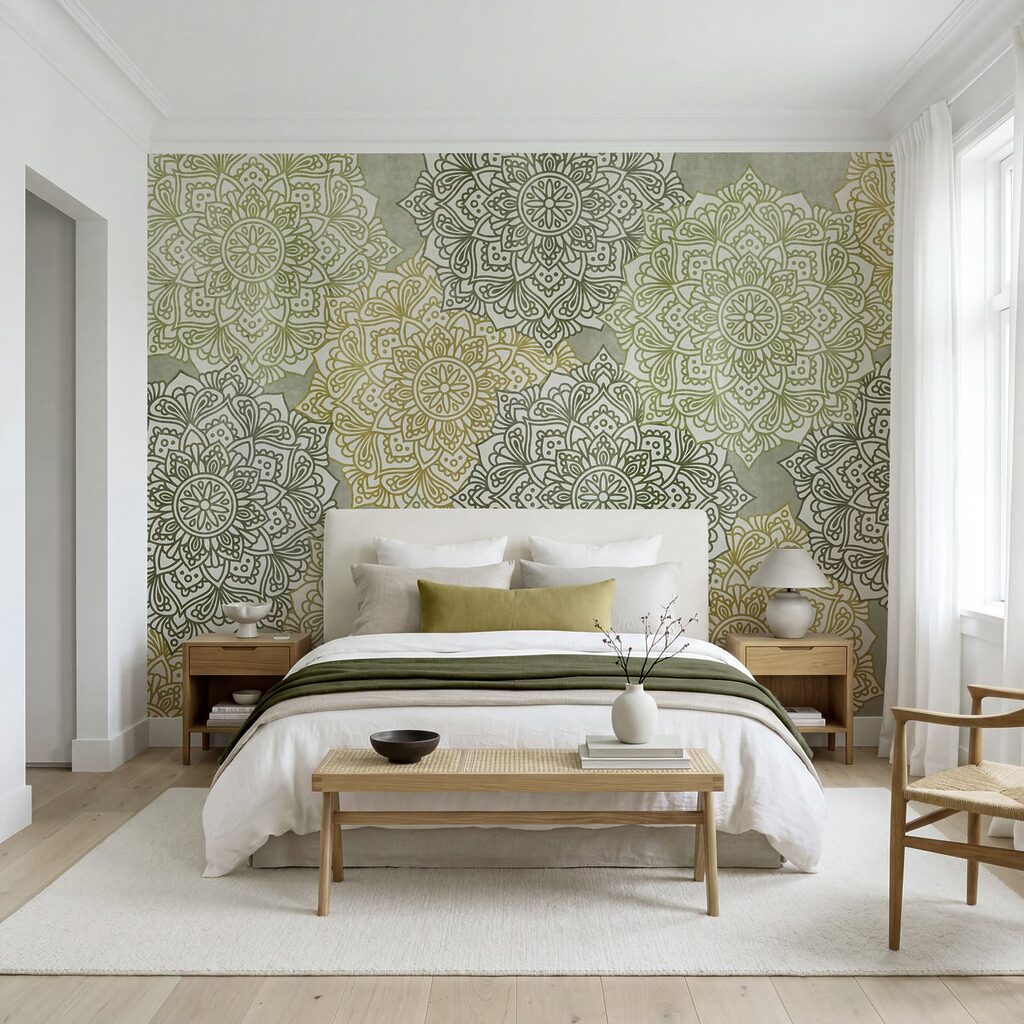 Bloemenpatroon op een oppervlak in een interieur