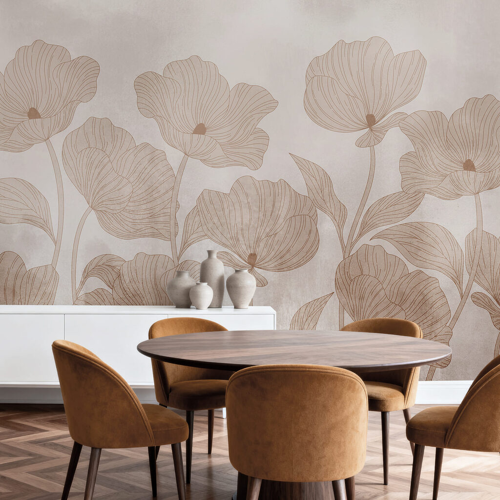 Elegant bloemmotief in zachte tinten — interieur 5