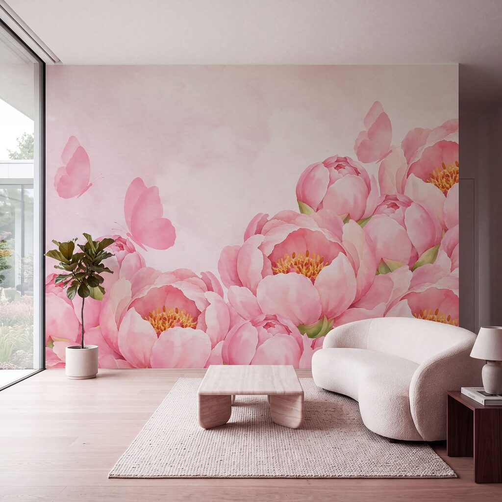 Vlinders boven volle bloemranden — interieur 2