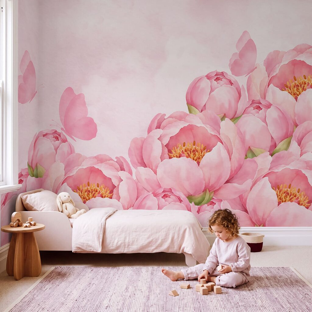 Vlinders boven volle bloemranden — interieur 6