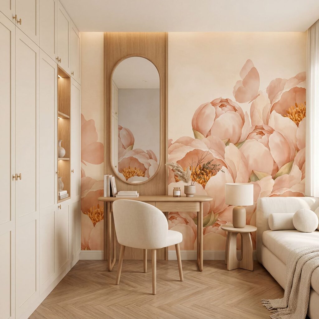 Vlinders boven volle bloemranden — interieur 3