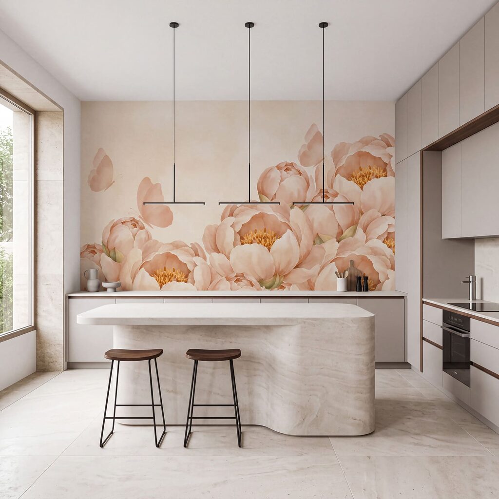 Vlinders boven volle bloemranden — interieur 5