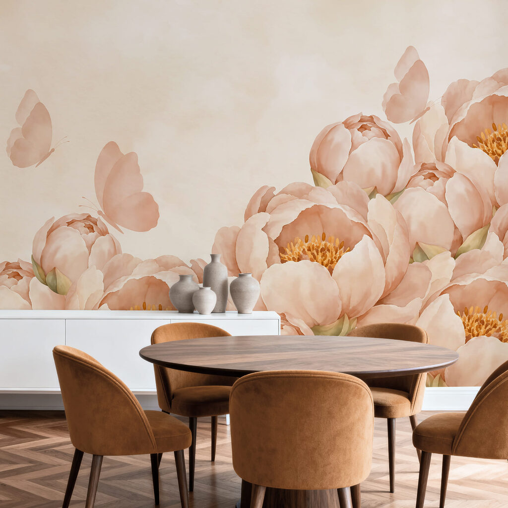 Vlinders boven volle bloemranden — interieur 6