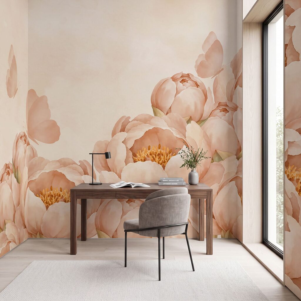 Vlinders boven volle bloemranden — interieur 7