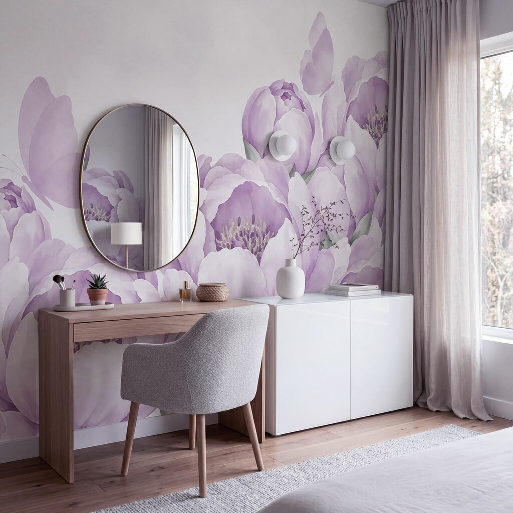 Vlinders boven volle bloemranden — interieur 2
