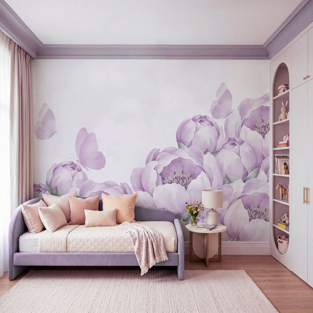 Vlinders boven volle bloemranden — interieur 4