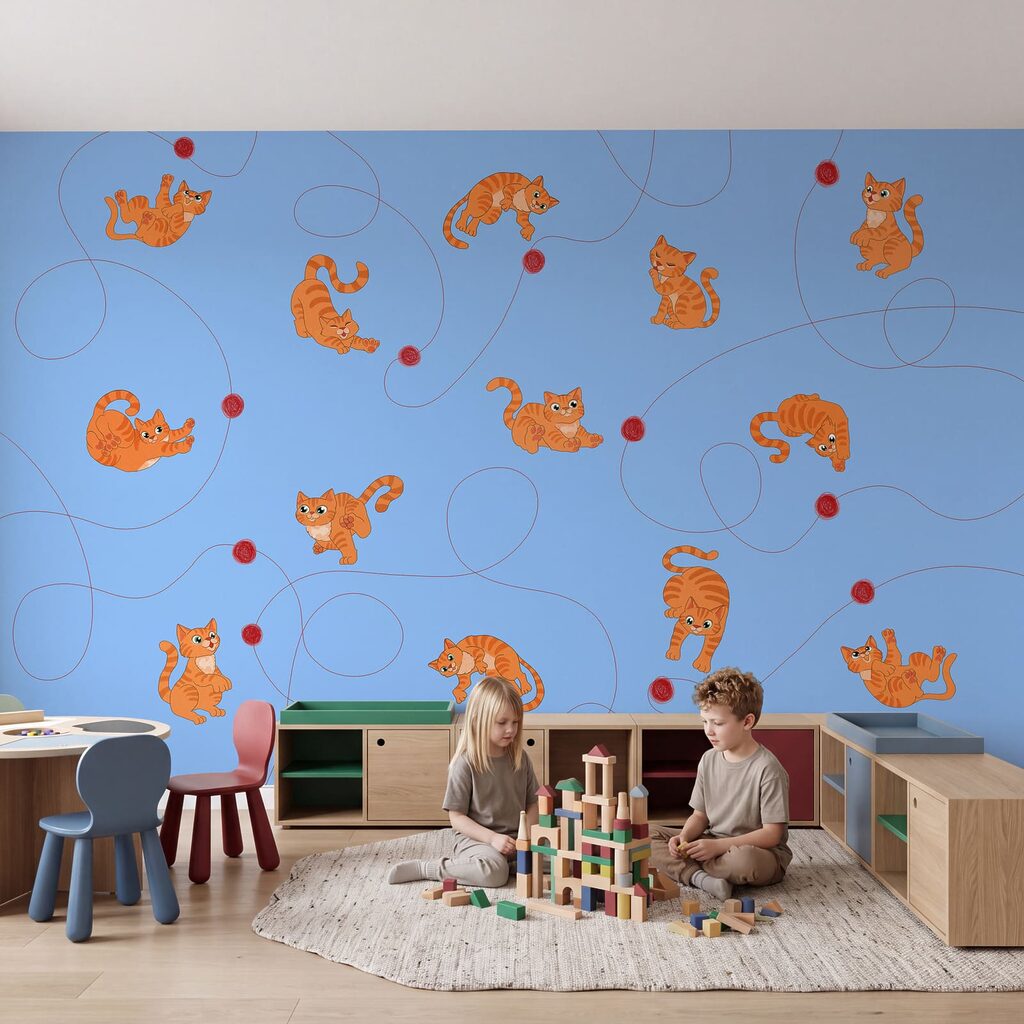 Katjes met rode wolbolletjes — interieur 1