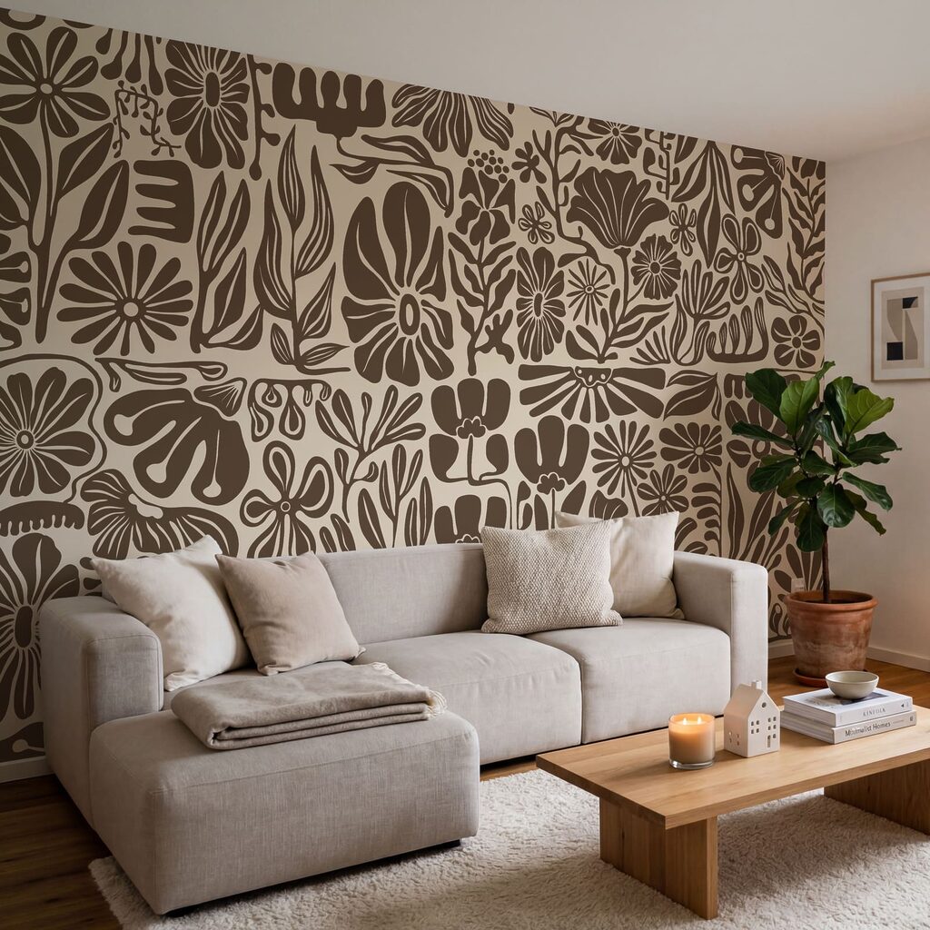 Tropische bloemen als knipsels — interieur 1