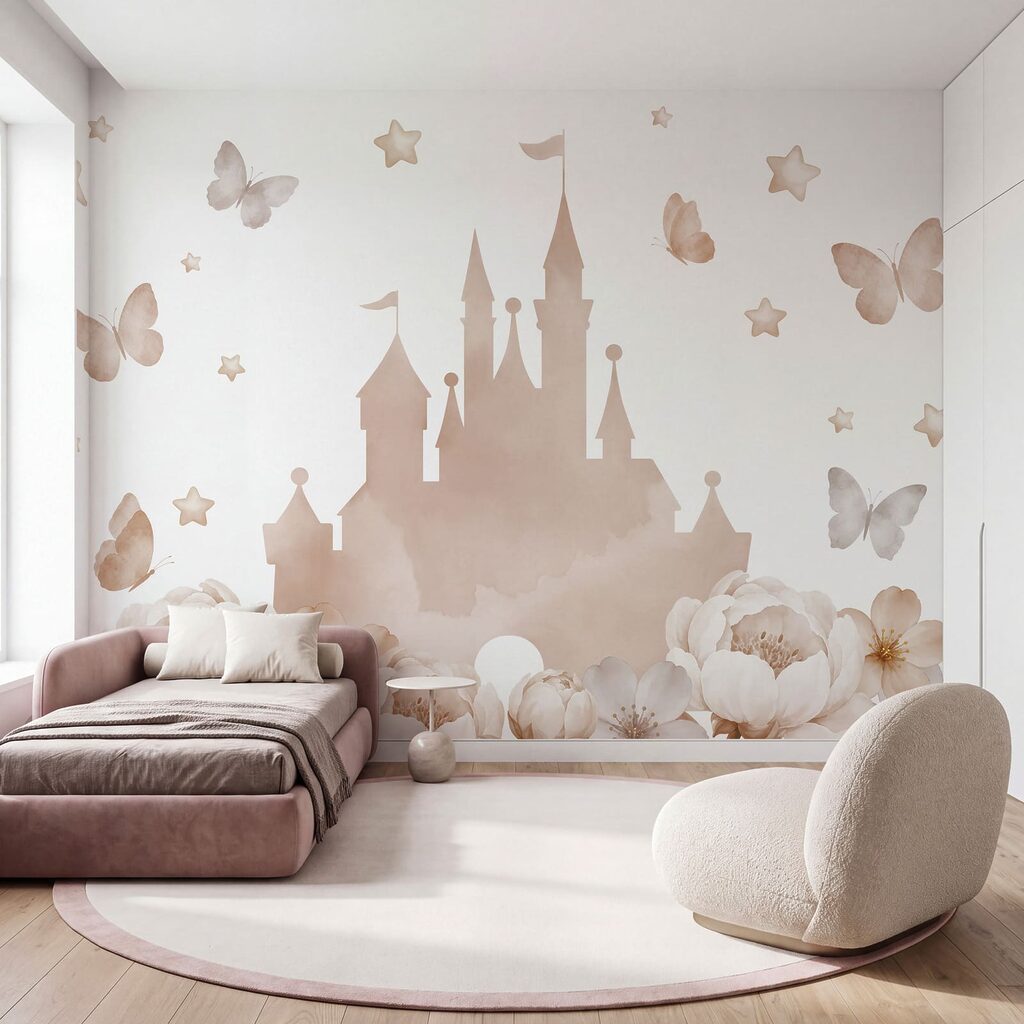 Kasteeltorens boven volle bloemen — interieur 2