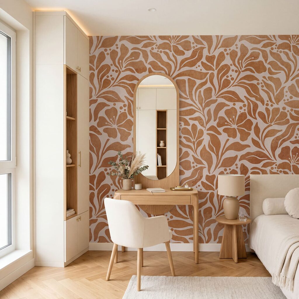 Op de natuur geïnspireerd bloemmotief in een interieur
