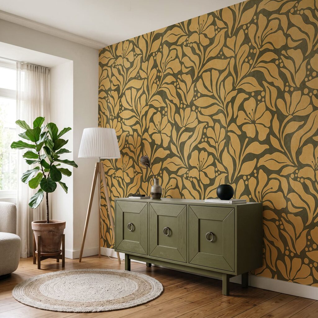 Fijne takken in kleurvlakken — interieur 1