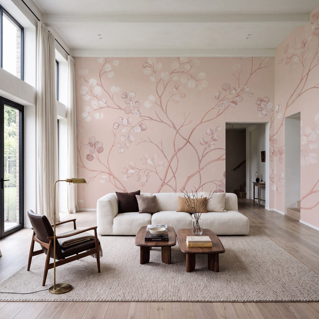 Fijn bloemenpatroon op een zachte achtergrond — interieur 3