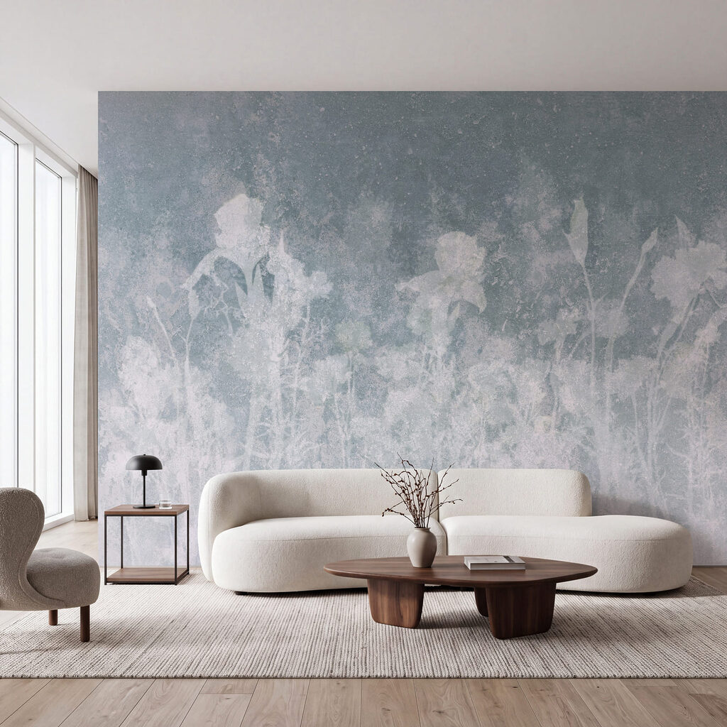 Witte bloemen op een grijze achtergrond — interieur 2