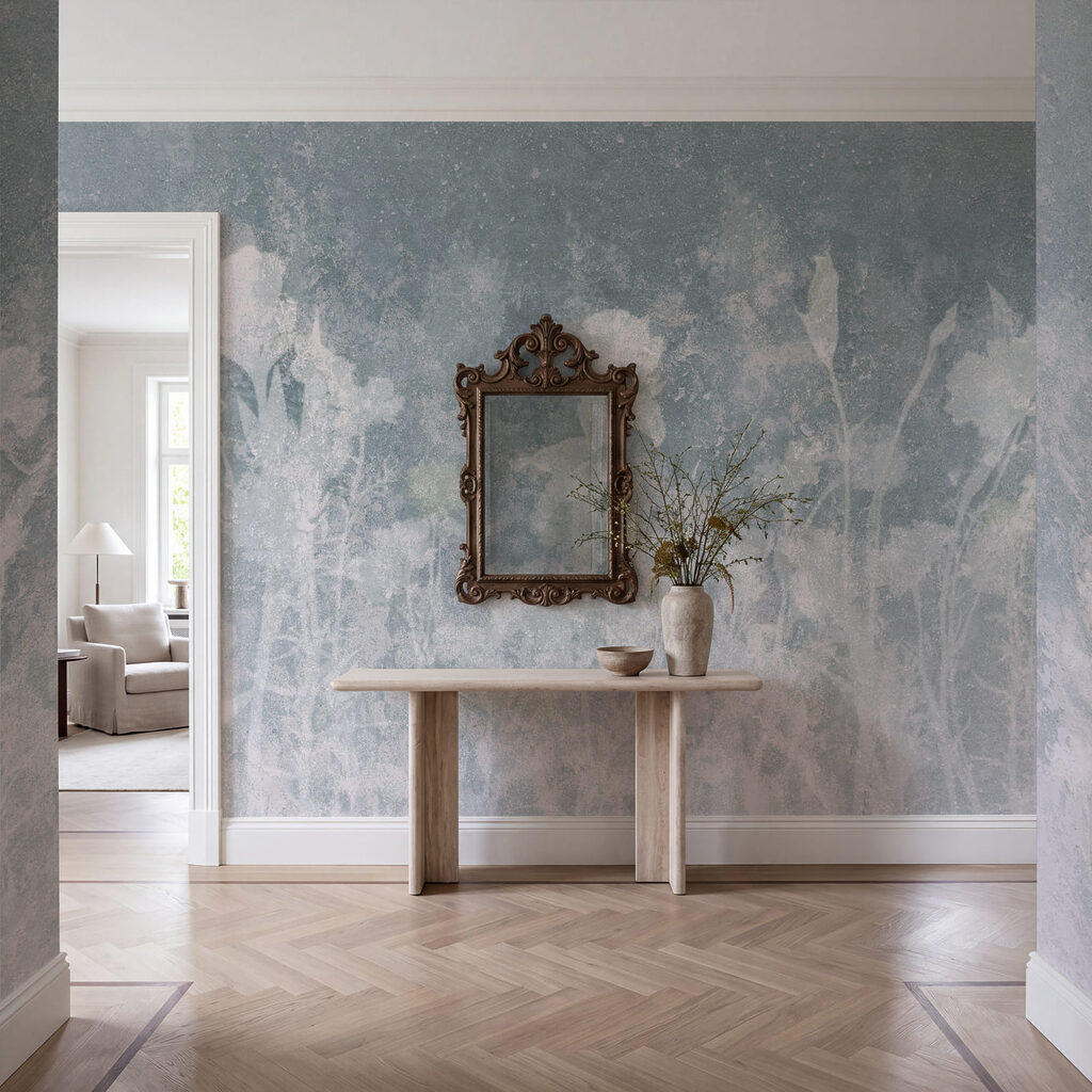 Witte bloemen op een grijze achtergrond — interieur 1