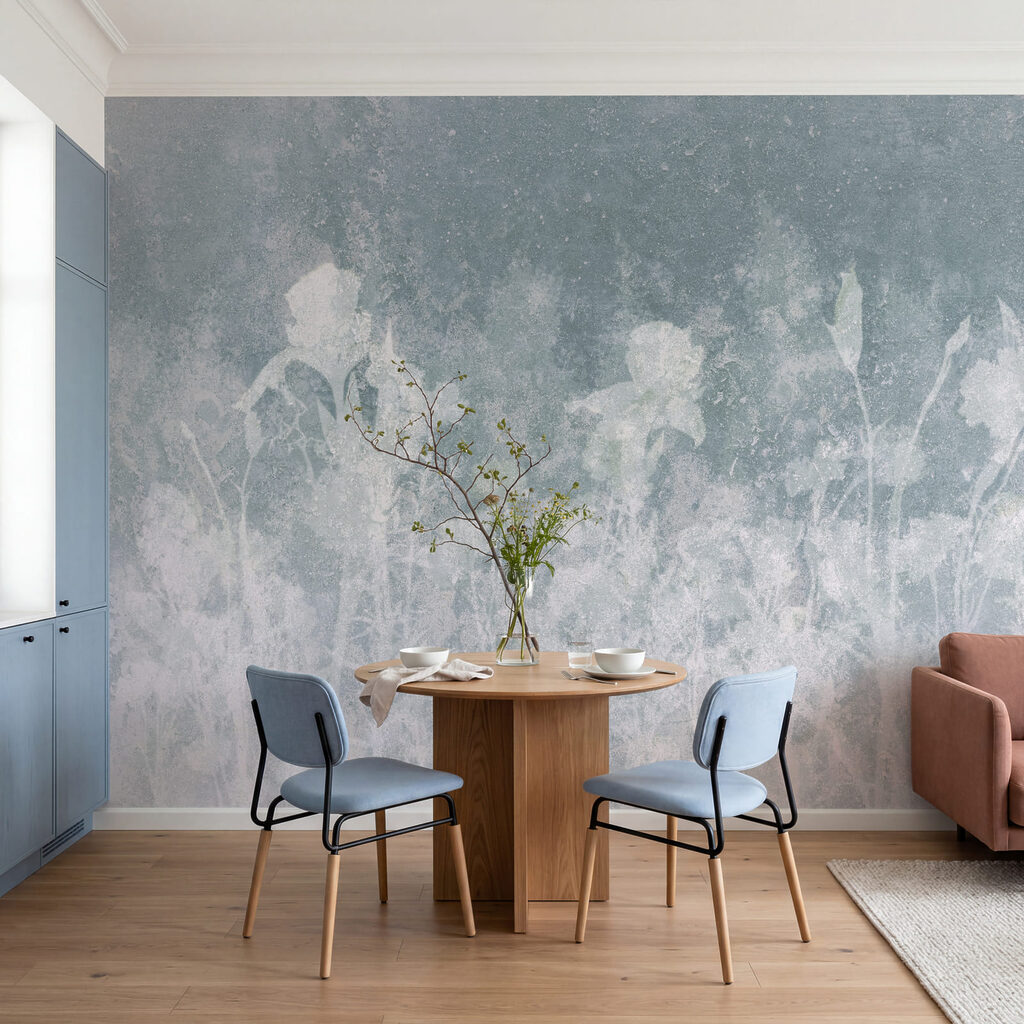 Witte bloemen op een grijze achtergrond — interieur 3