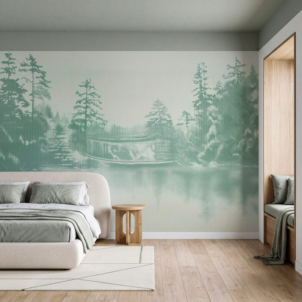 Besneeuwd landschap met bomen en een waterpartij — interieur 2