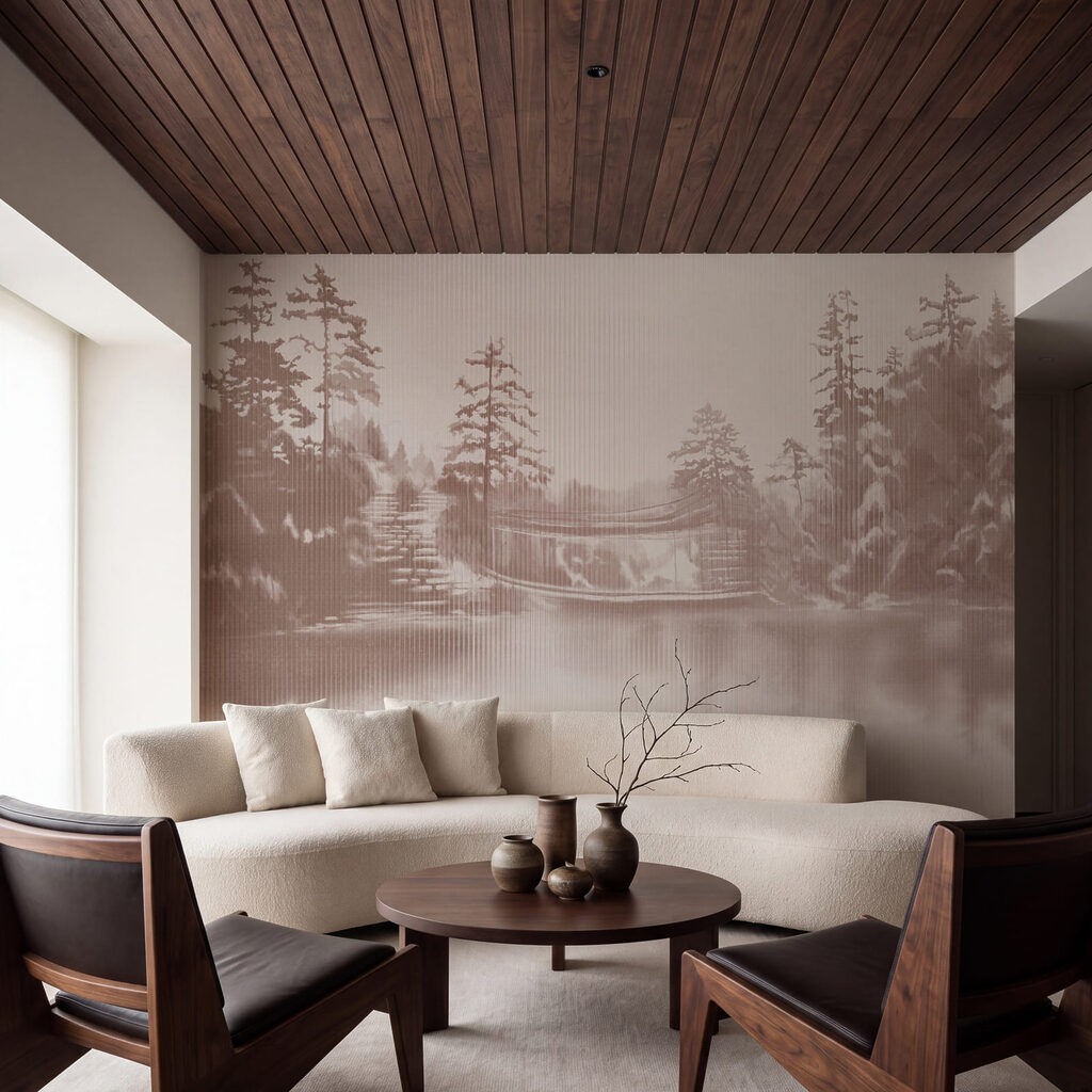 Water met bomen en een brug — interieur 3