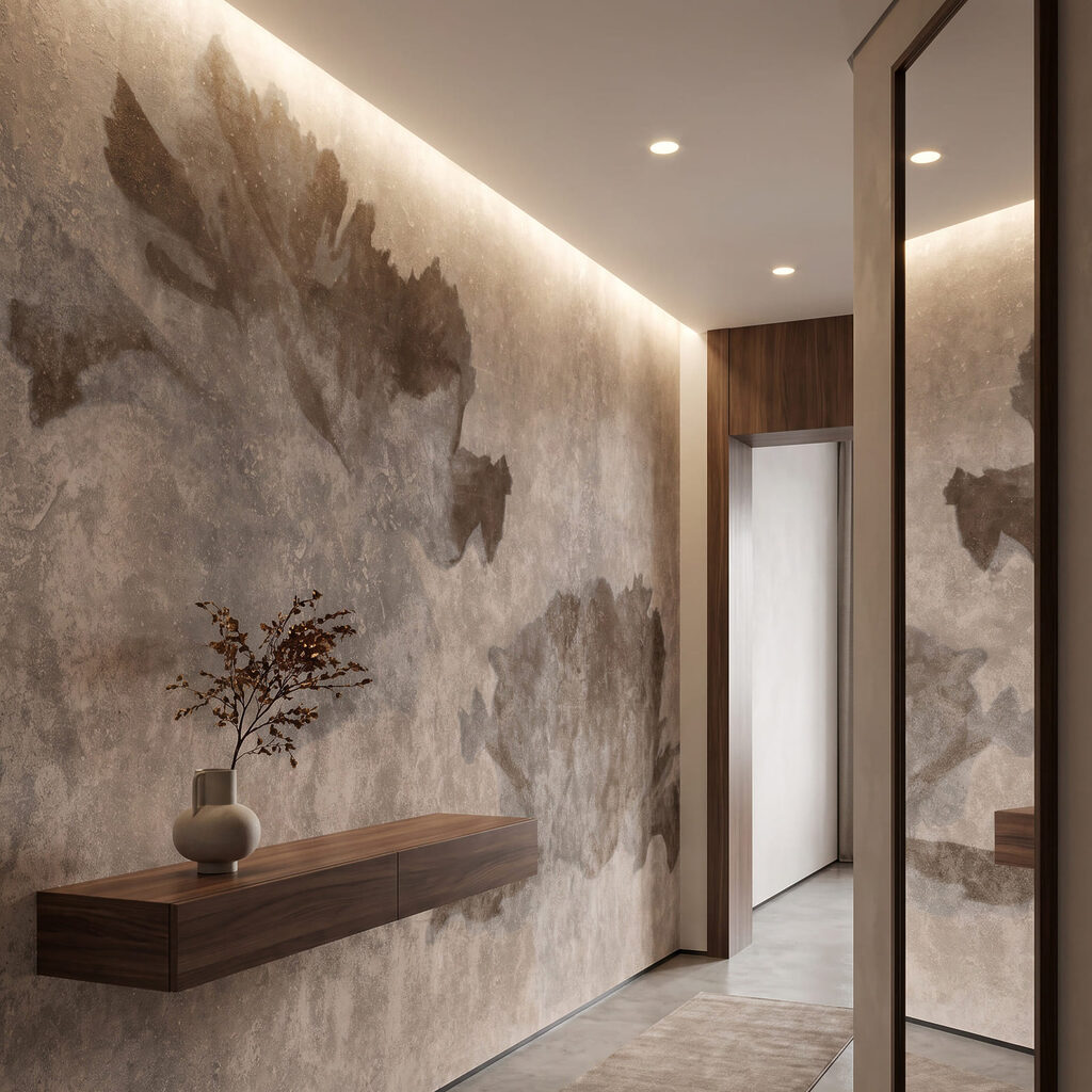 Bloemschimmen op oude verf — interieur 3