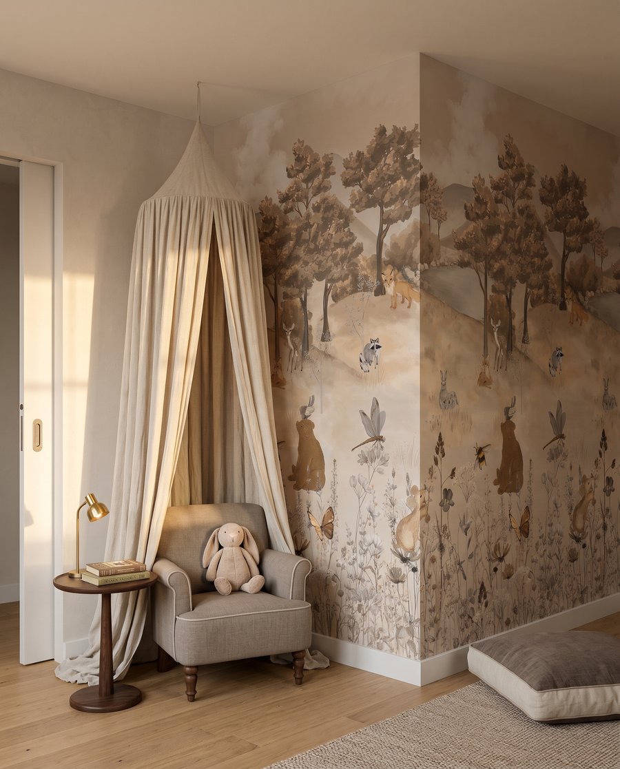 Bosvriendjes in zachte zandtinten — interieur 1