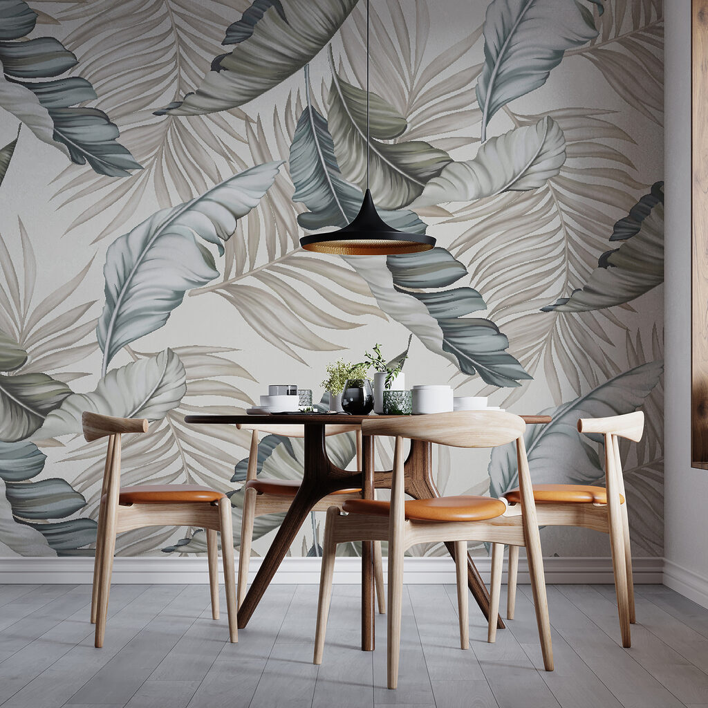 Tropische bladeren in zwartwit — interieur 2