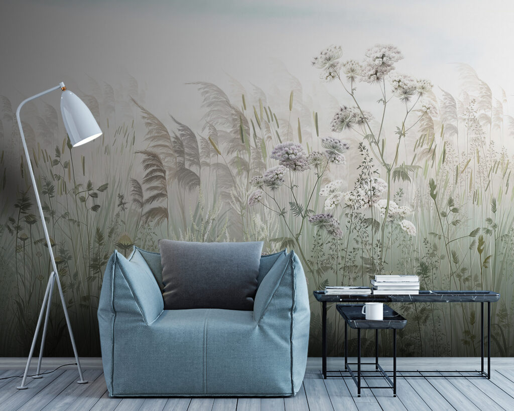 Bloemenweide onder lichte hemel — interieur 5