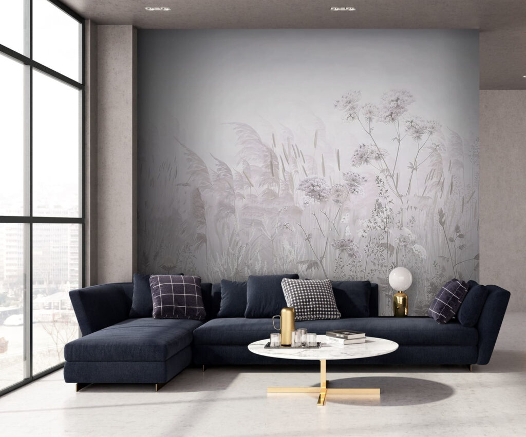 Bloemenweide onder lichte hemel — interieur 1
