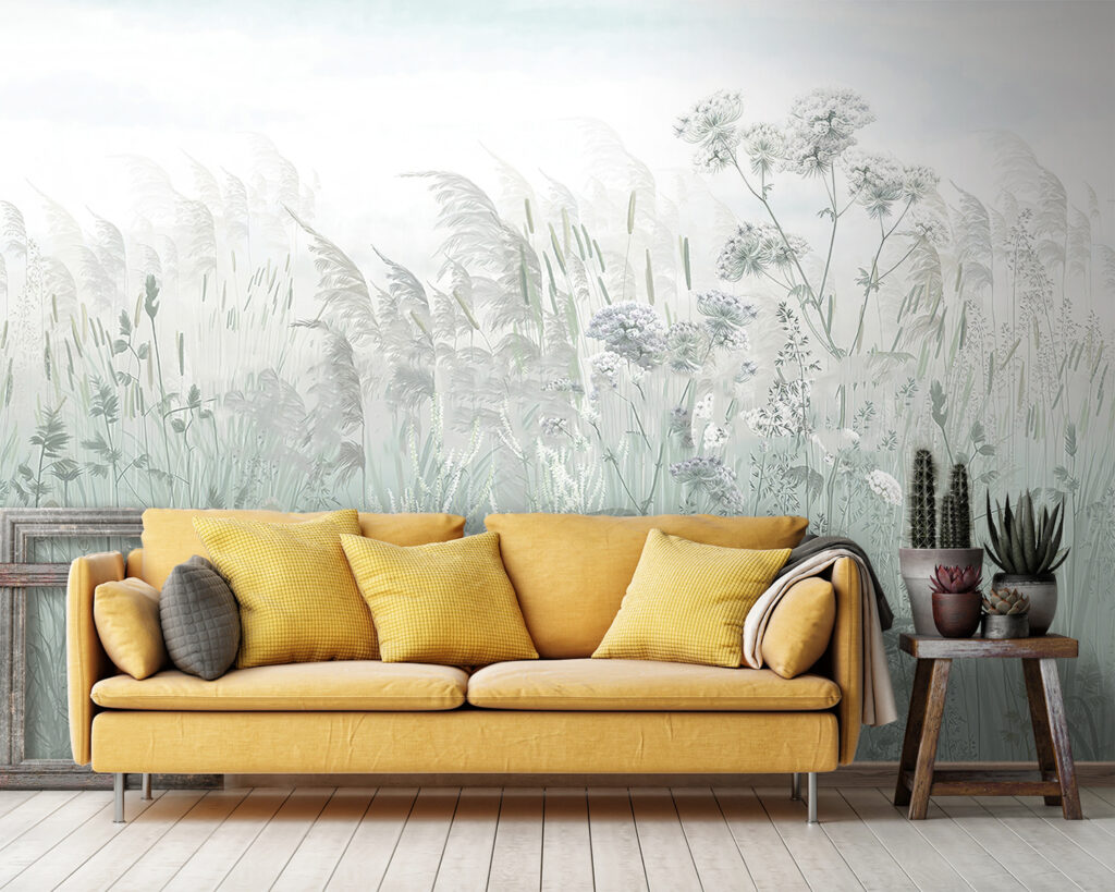 Bloemenweide onder lichte hemel — interieur 1