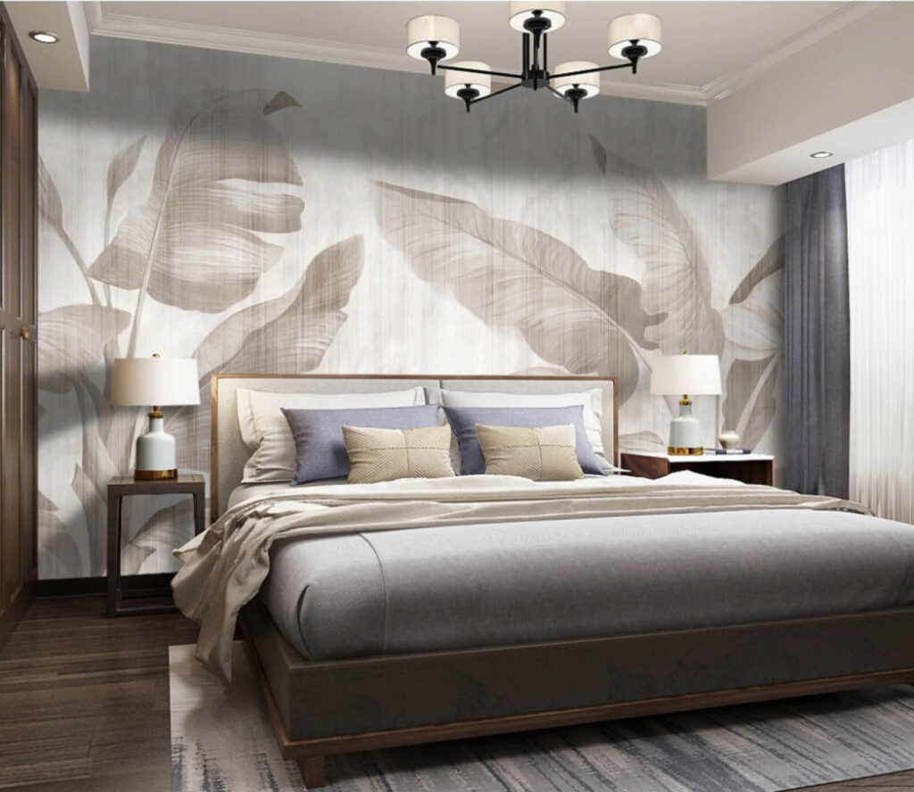 Elegant botanisch bladmotief in neutrale tinten — interieur 2