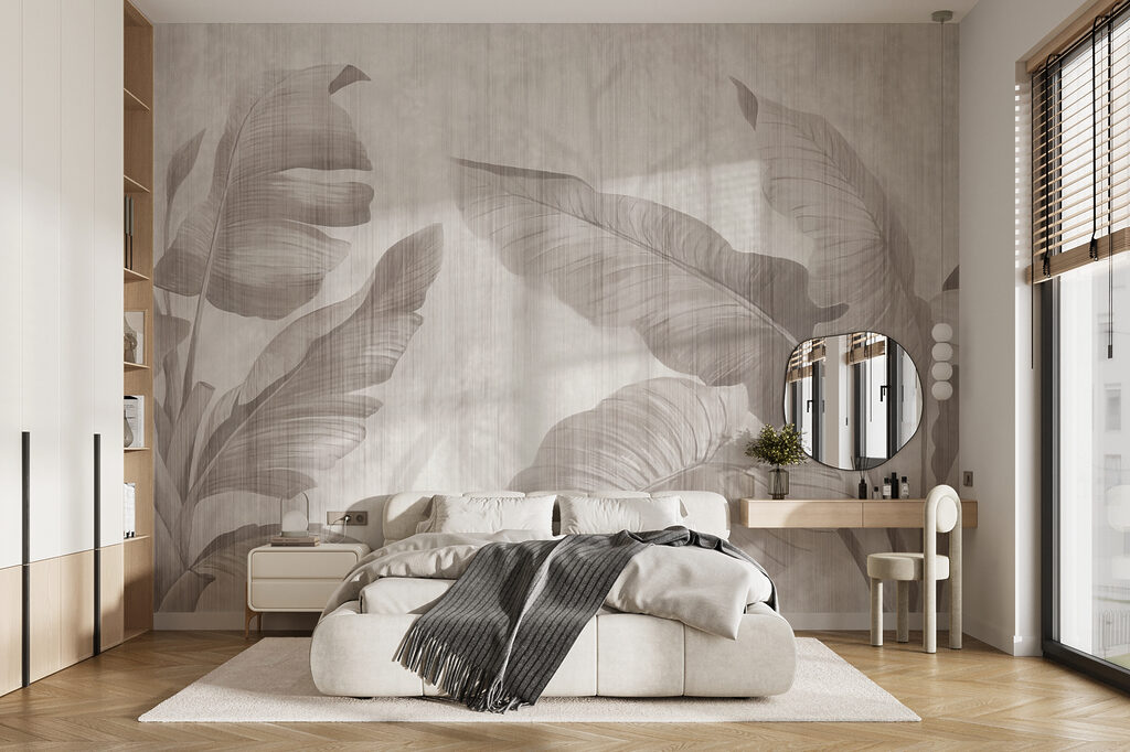 Elegant botanisch bladmotief in neutrale tinten — interieur 4