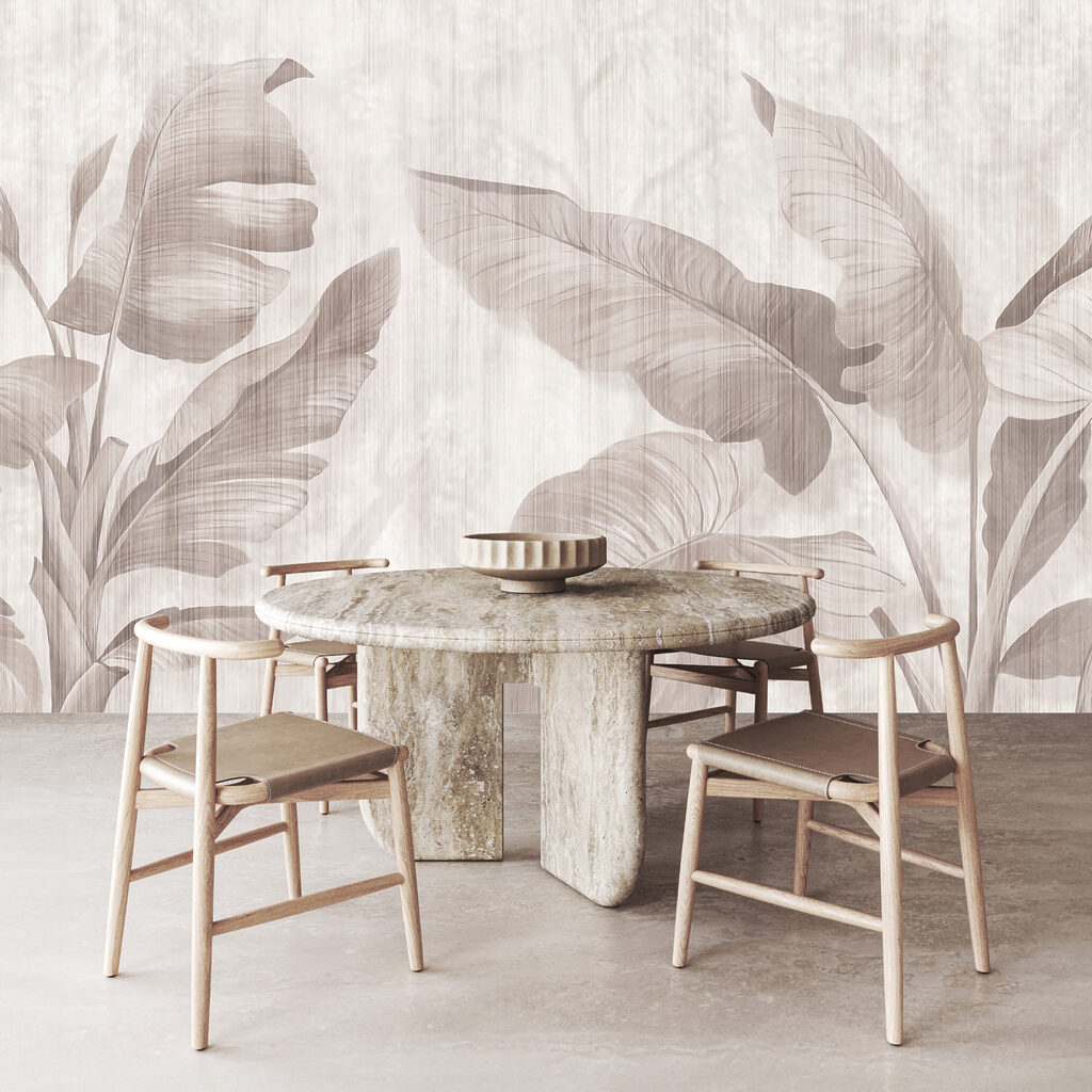 Elegant botanisch bladmotief in neutrale tinten — interieur 7