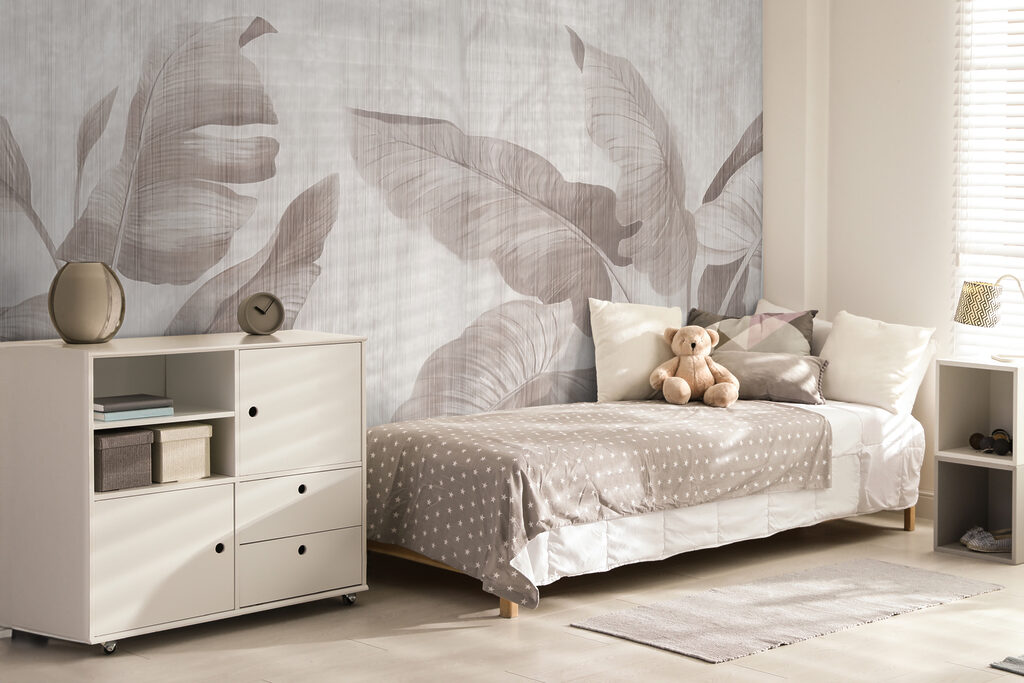 Elegant botanisch bladmotief in neutrale tinten — interieur 6