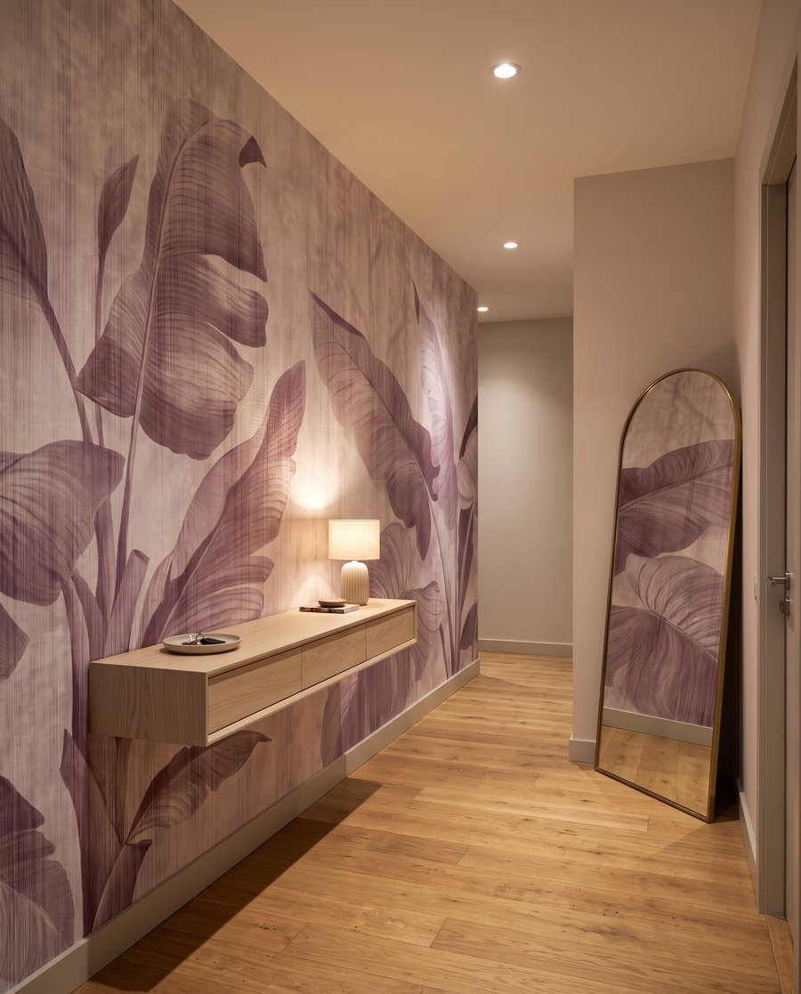 Bladschaduwen op verweerd wit — interieur 3