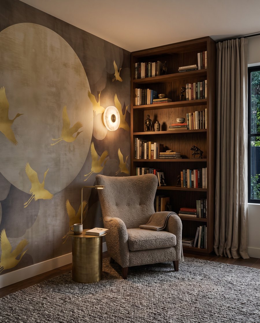 Gouden vogels rond maanlicht — interieur 4