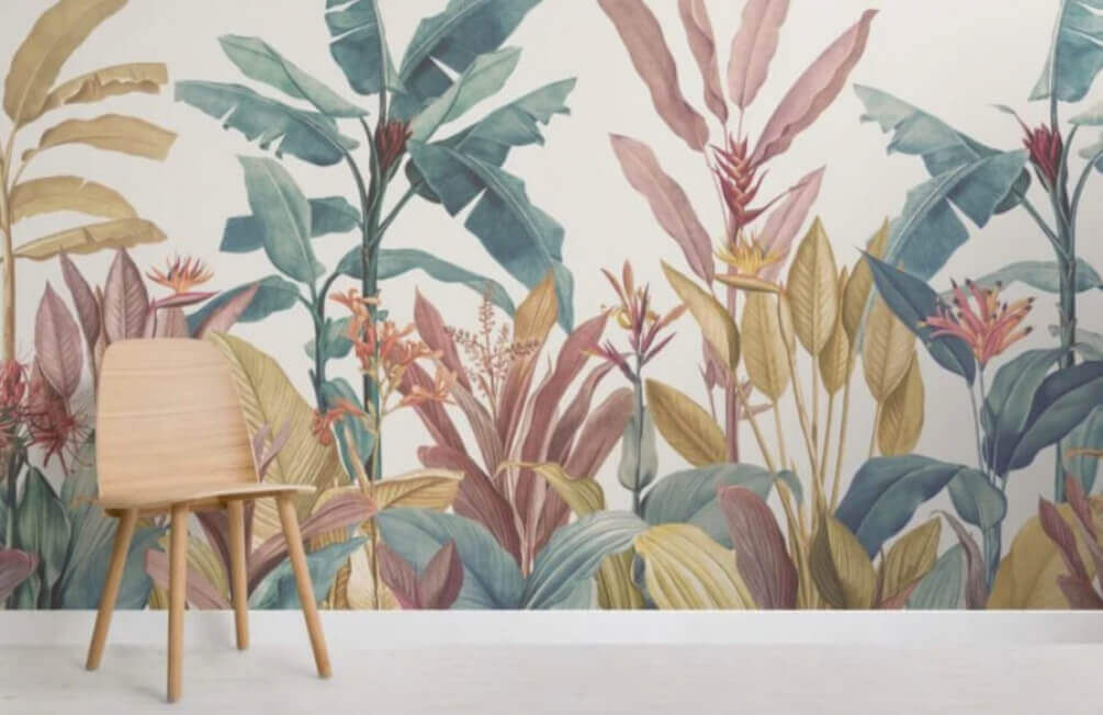 Tropentuin in warme pasteltinten — interieur 1