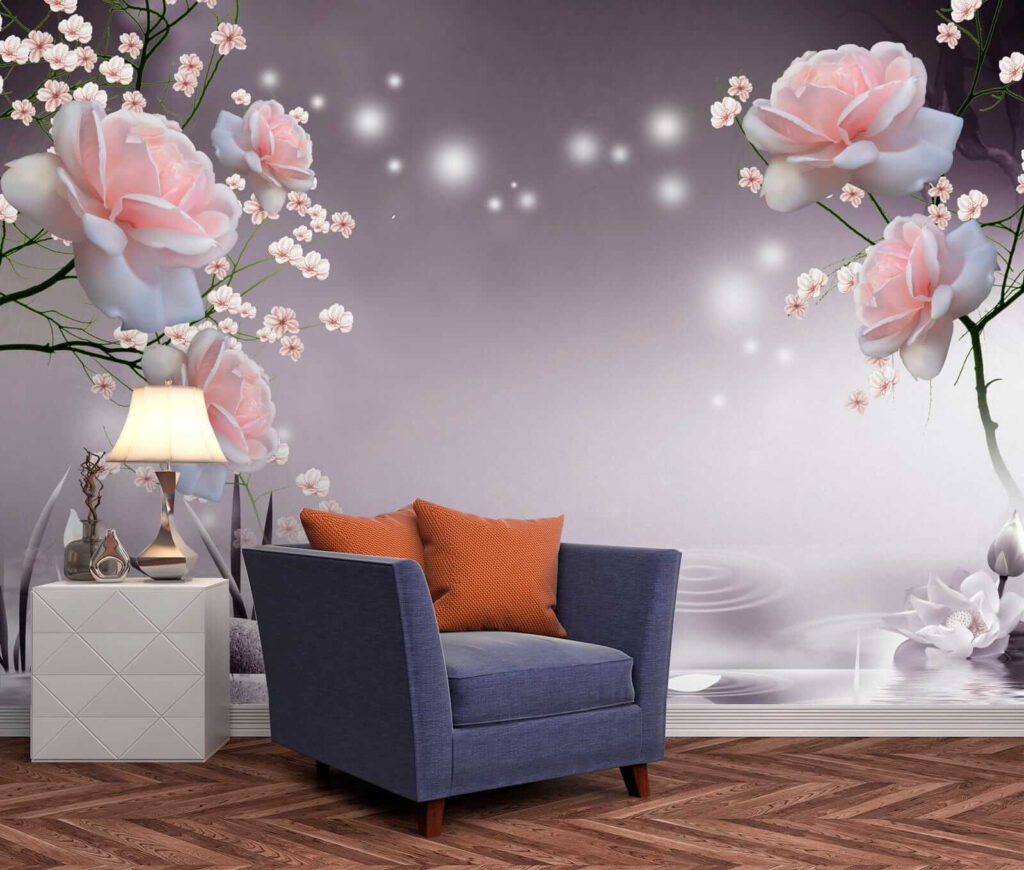 Roze bloesem bij water — interieur 6