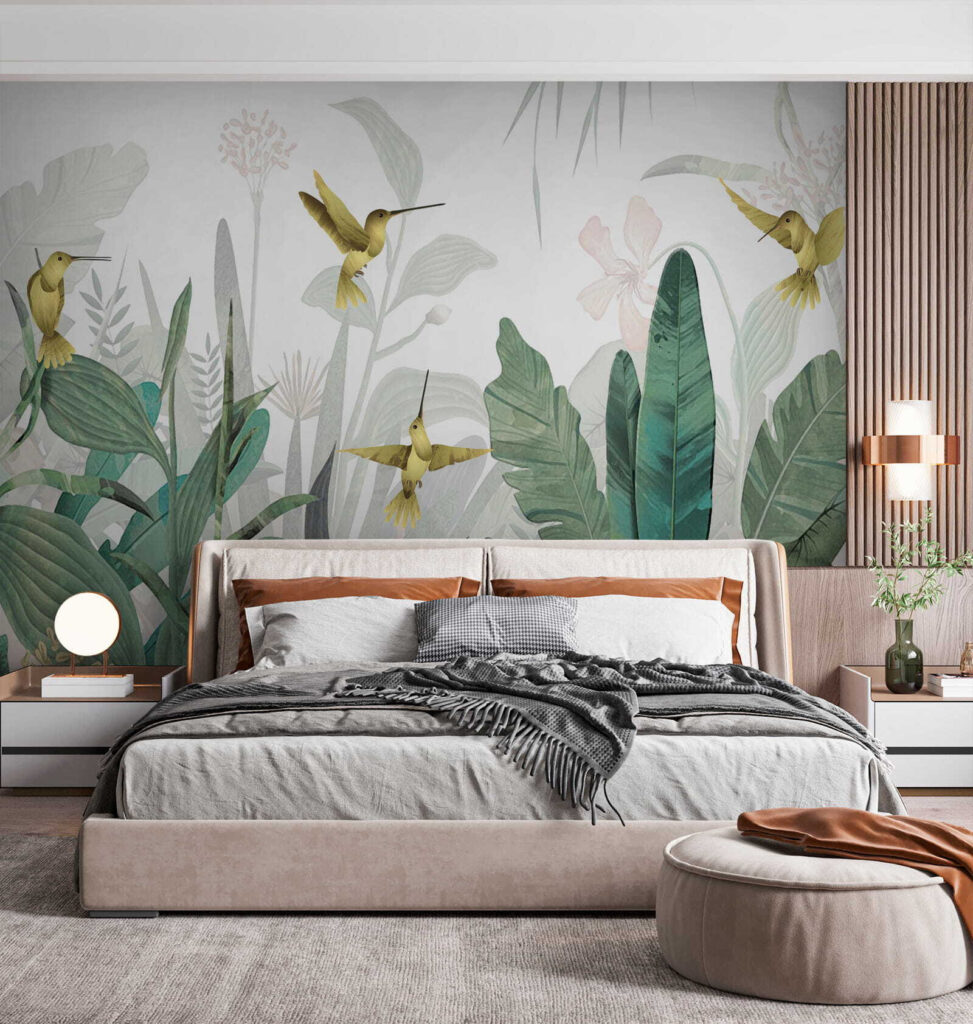 Kolibries vliegen over planten — interieur 4
