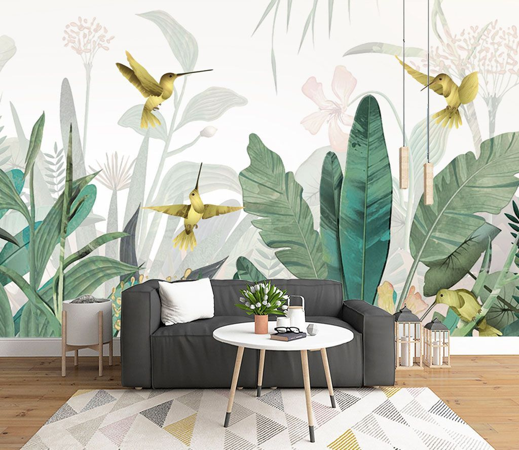 Kolibries vliegen over planten — interieur 6