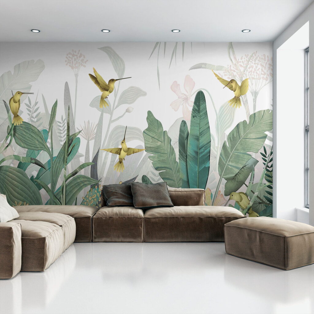 Kolibries vliegen over planten — interieur 7