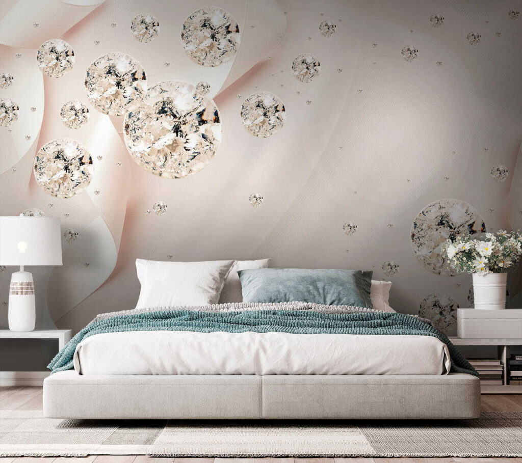 Fonkelende bollen tussen roomplooien — interieur 2
