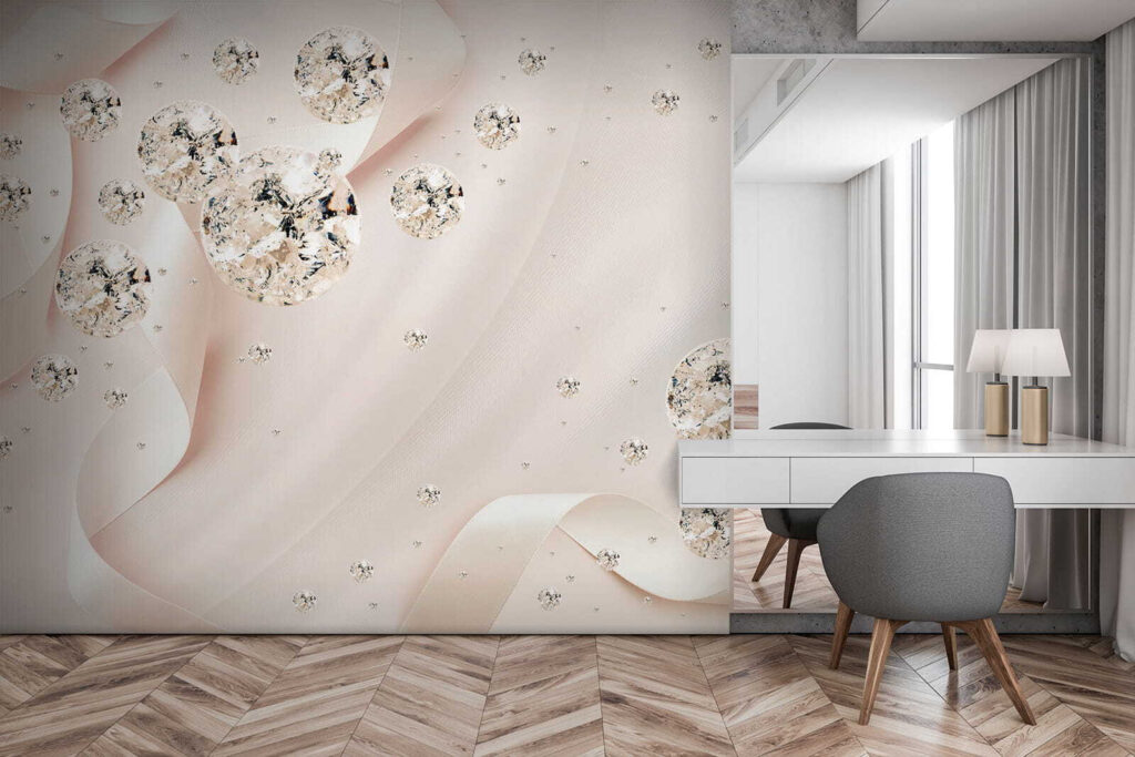 Fonkelende bollen tussen roomplooien — interieur 3