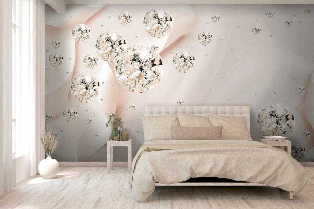 Fonkelende bollen tussen roomplooien — interieur 1