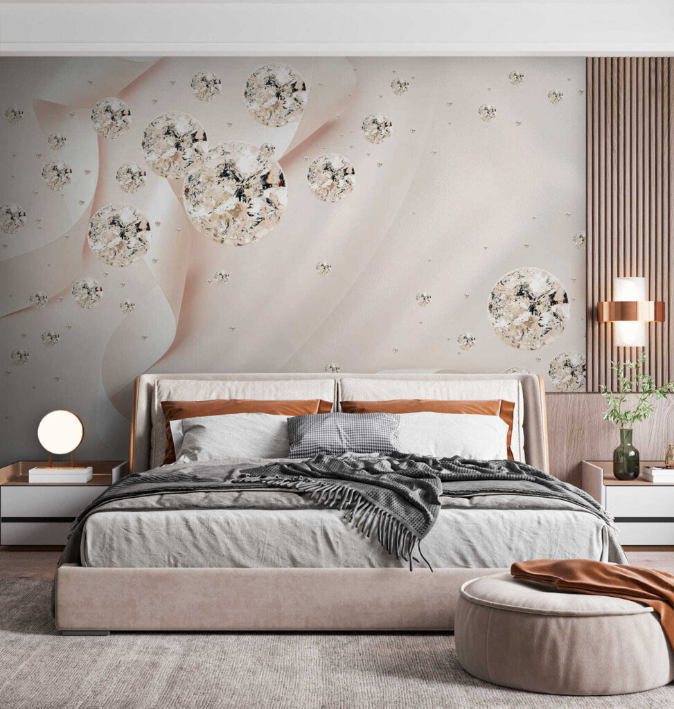 Fonkelende bollen tussen roomplooien — interieur 4