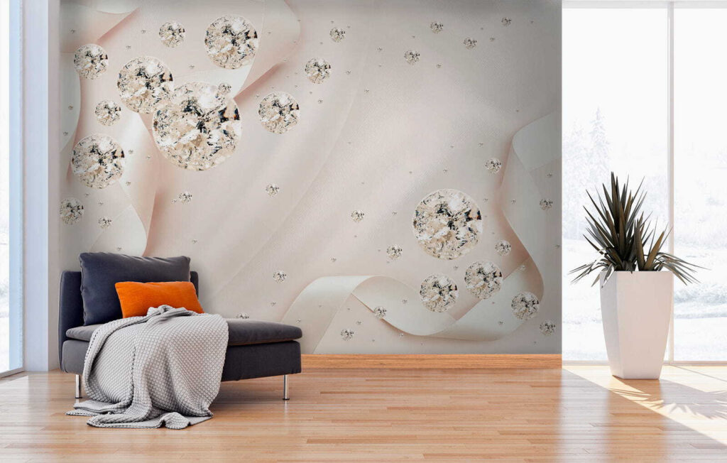 Fonkelende bollen tussen roomplooien — interieur 9