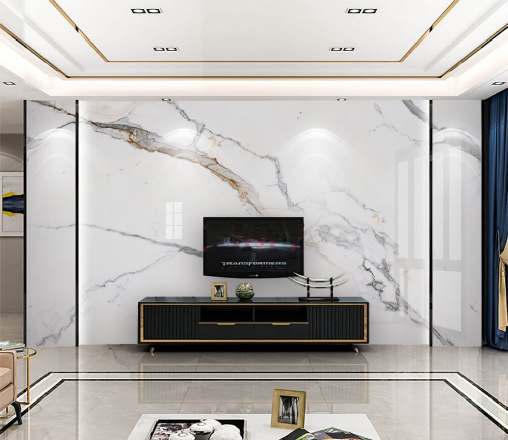 Grijze aders over wit — interieur 1